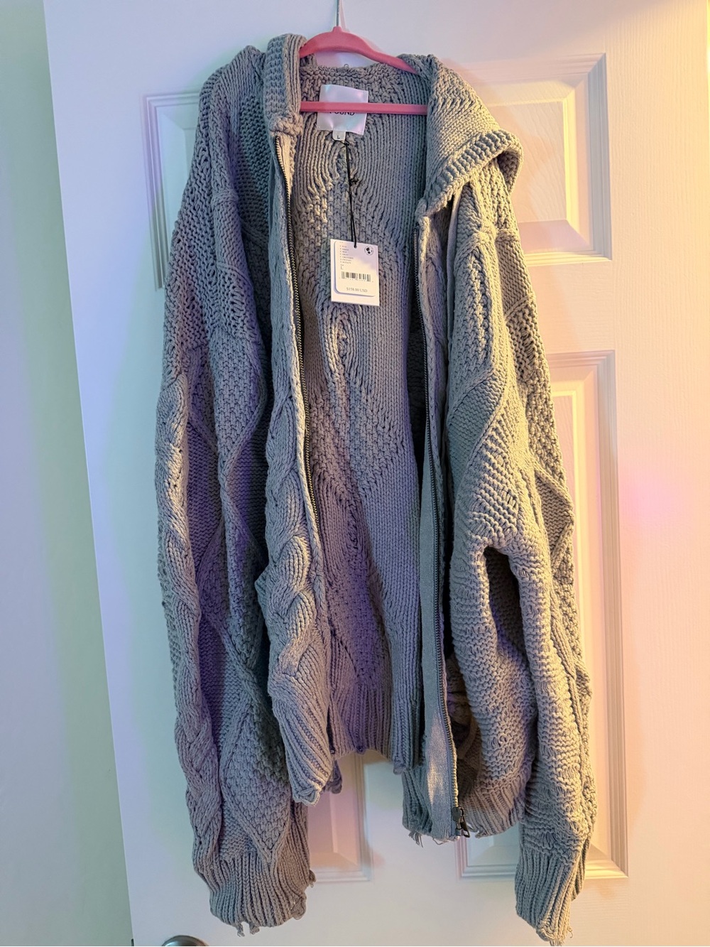 Free People / Found Zip-Up Brushed Knit Hoodie - Size L - NWT